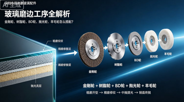 玻璃磨边工序全解析：金刚轮、树脂轮、BD 轮、抛光轮、羊毛轮怎么搭配？