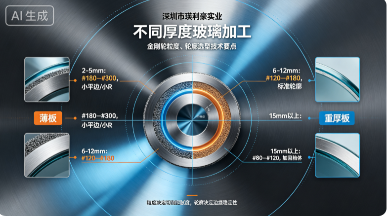 深圳市瑛利豪实业：不同厚度玻璃加工，金刚轮粒度、轮廓选型技术要点