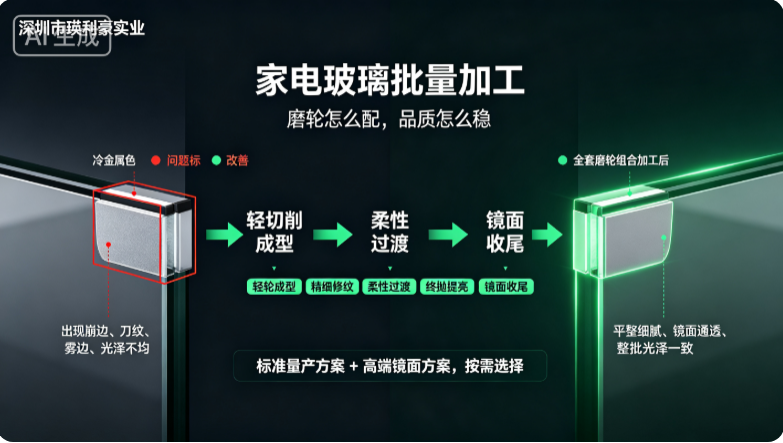 深圳市瑛利豪实业：家电玻璃批量加工，全套磨轮组合搭配指南