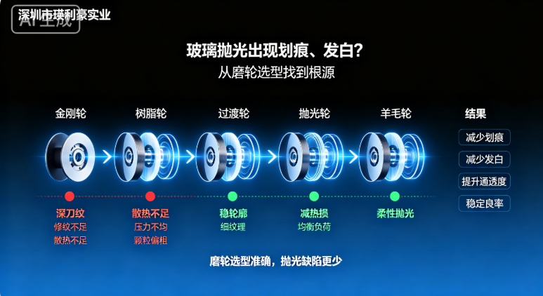 深圳市瑛利豪实业：玻璃抛光出现划痕、发白？从磨轮选型找到根源
