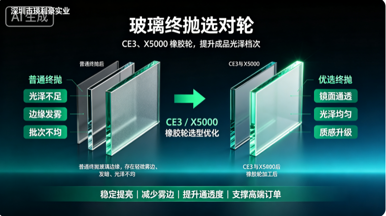 深圳市瑛利豪实业：玻璃终抛选对轮，CE3、X5000 橡胶轮提升成品光泽档次