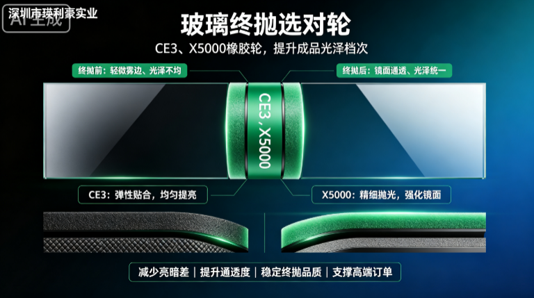 深圳市瑛利豪实业：玻璃终抛选对轮：CE3、X5000 橡胶轮，提升成品光泽档次