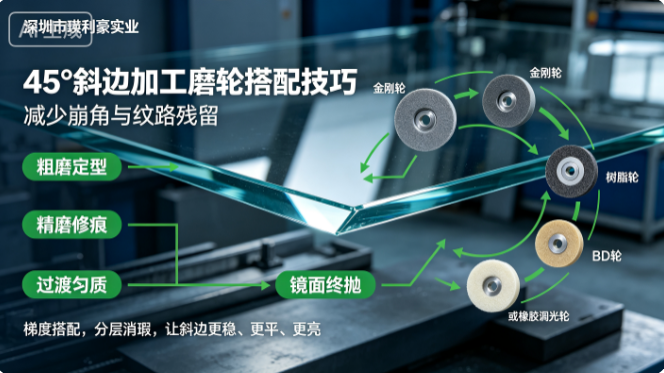 深圳市瑛利豪实业：45° 斜边加工磨轮搭配技巧，减少崩角与纹路残留