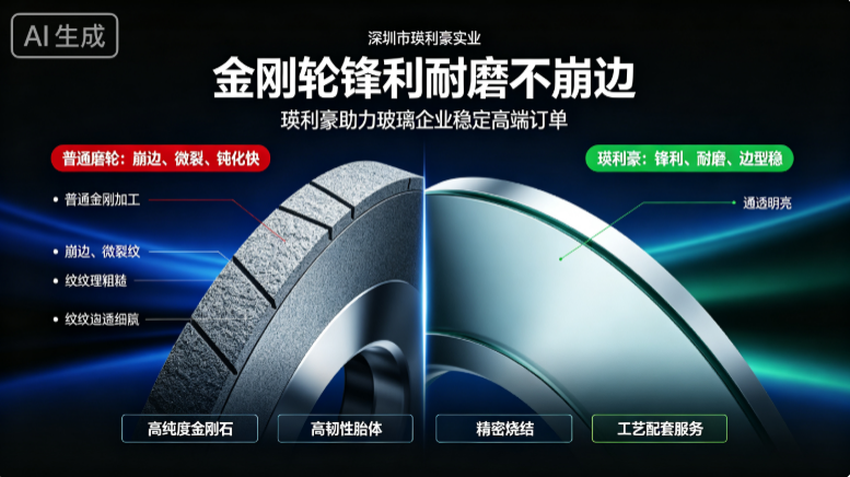 金刚轮锋利耐磨不崩边，瑛利豪助力玻璃企业稳定高端订单