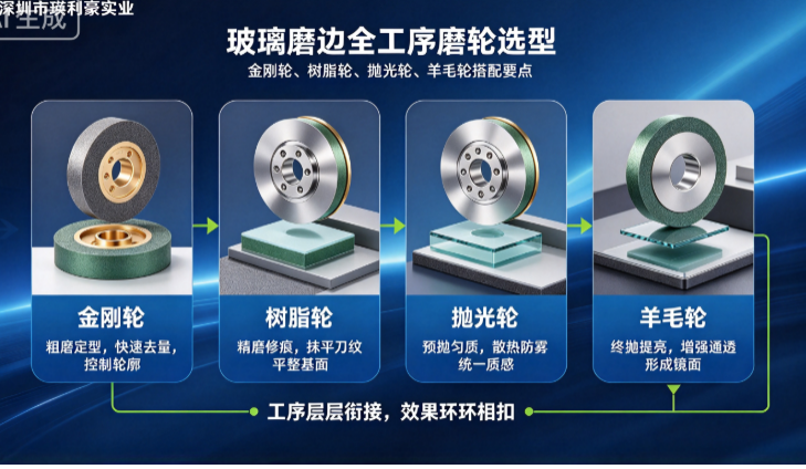 深圳市瑛利豪实业：玻璃磨边全工序磨轮选型：金刚轮、树脂轮、抛光轮、羊毛轮搭配要点