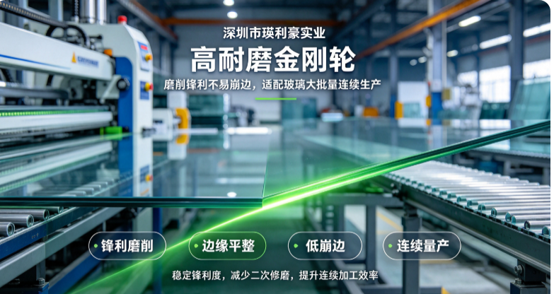 深圳市瑛利豪实业：高耐磨金刚轮，磨削锋利不易崩边，适配玻璃大批量连续生产