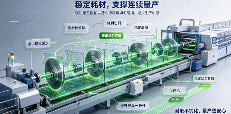 耐磨不钝化、磨边更稳定，瑛利豪金刚轮助力玻璃量产无忧