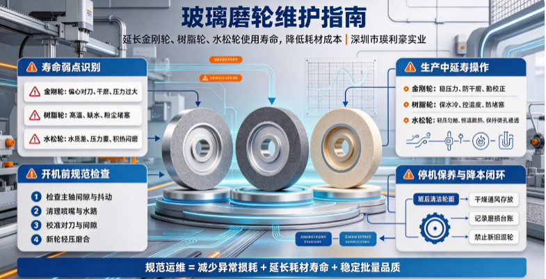 玻璃磨轮维护指南：延长金刚轮、树脂轮、水松轮使用寿命，降低耗材成本